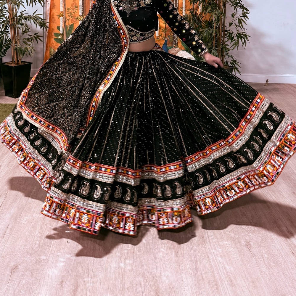 Pure vintage black lehenga chaniya choli for garba navratri